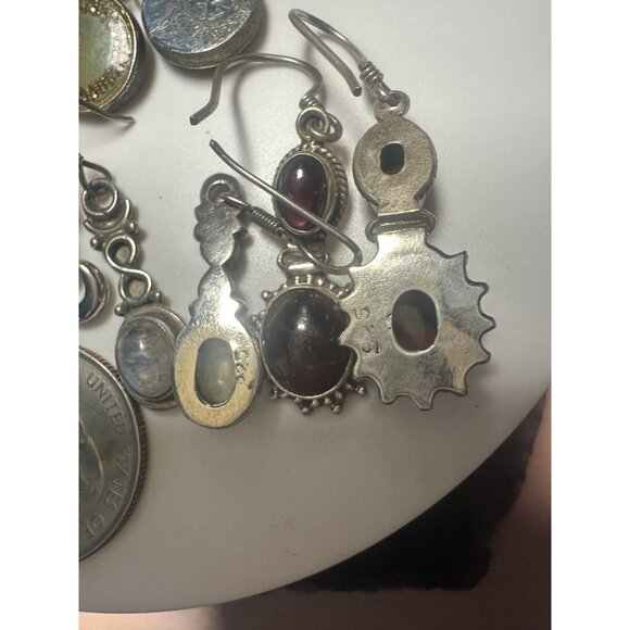 LOT of 5 Pairs of Sterling Silver Dangle Earrings - Picture 7 of 8